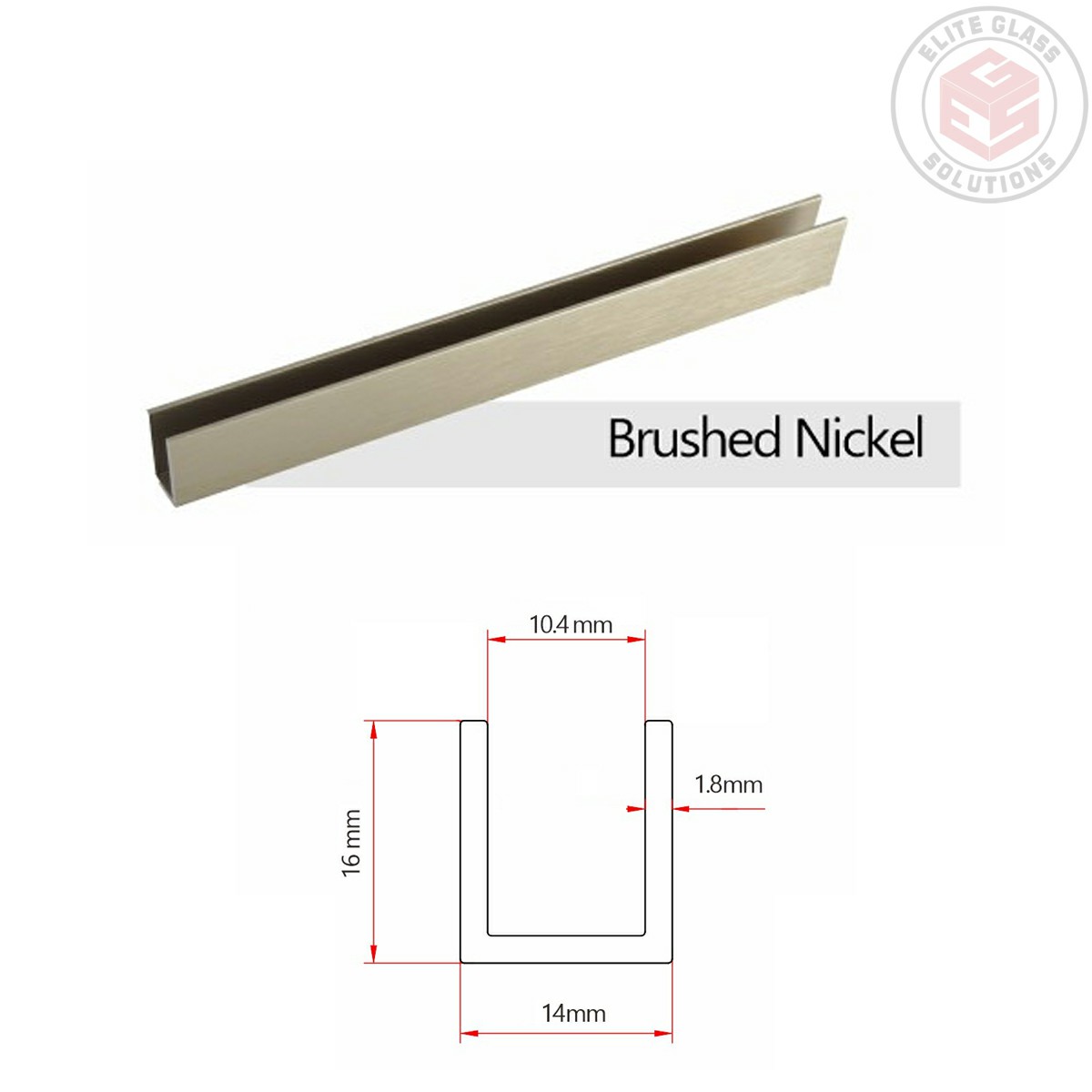 Shower glazing channel in Brushed Nickel